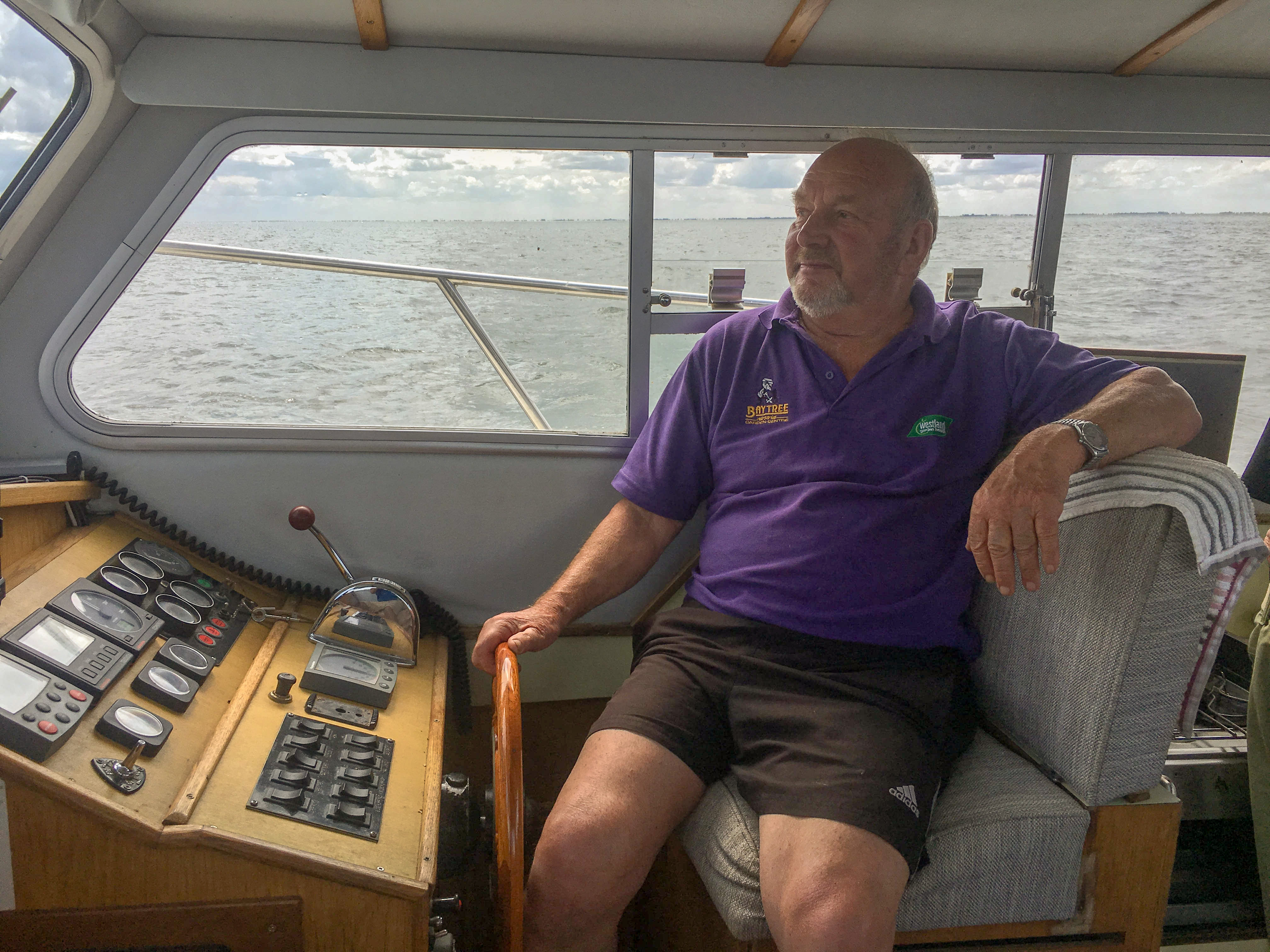 Rhinate sailing his fishing boat in the Lincolnshire Wash