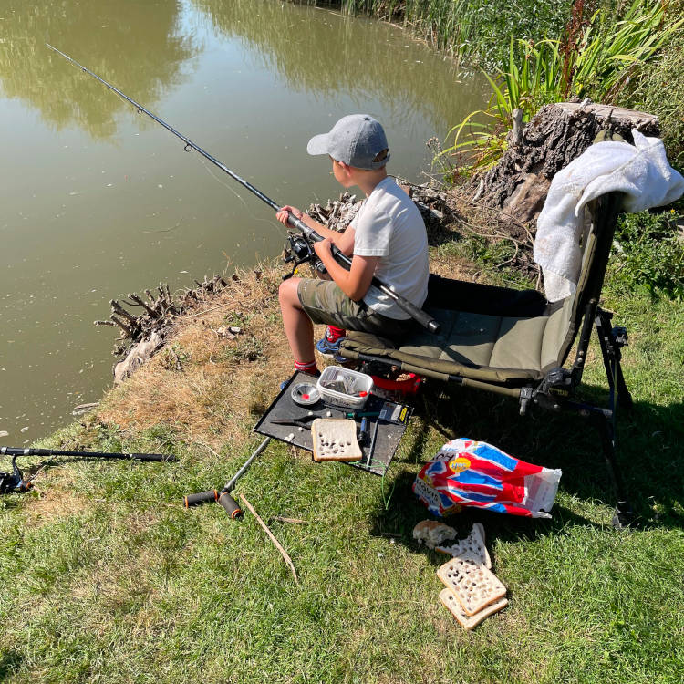 Fishing with grandson at Hubbert Bridge